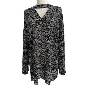 Roz & Ali Y2K Whimsigoth Top Womens 2X Black Floral Lace Witchy Tunic NWT